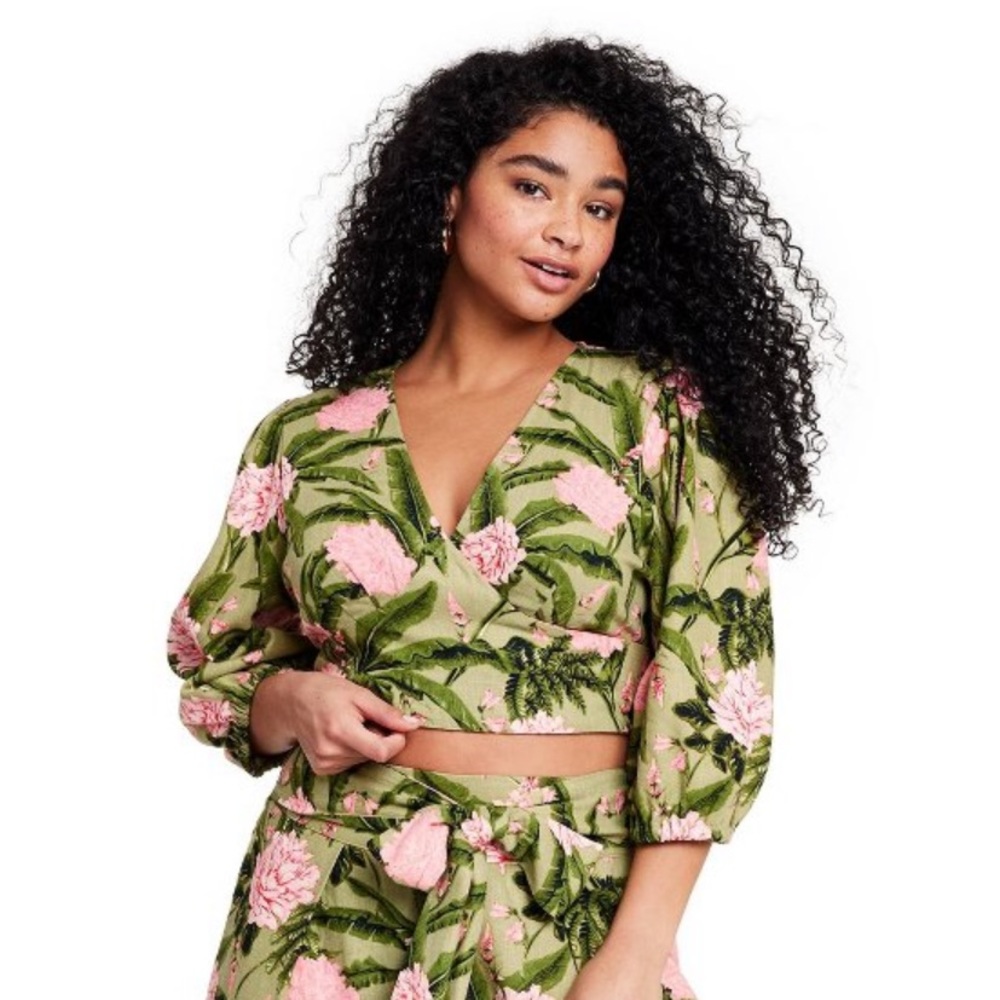 Agua Bendita X Target Women’s Peony Print Wrap Top - Picture 5 of 7